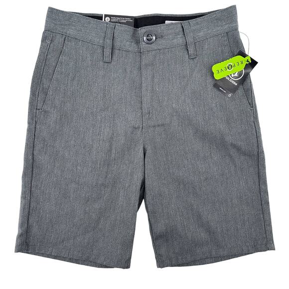 Volcom Frickin Charcoal Gray Chino Shorts Boys Size 16 Large 28 8" Inseam - Picture 1 of 7